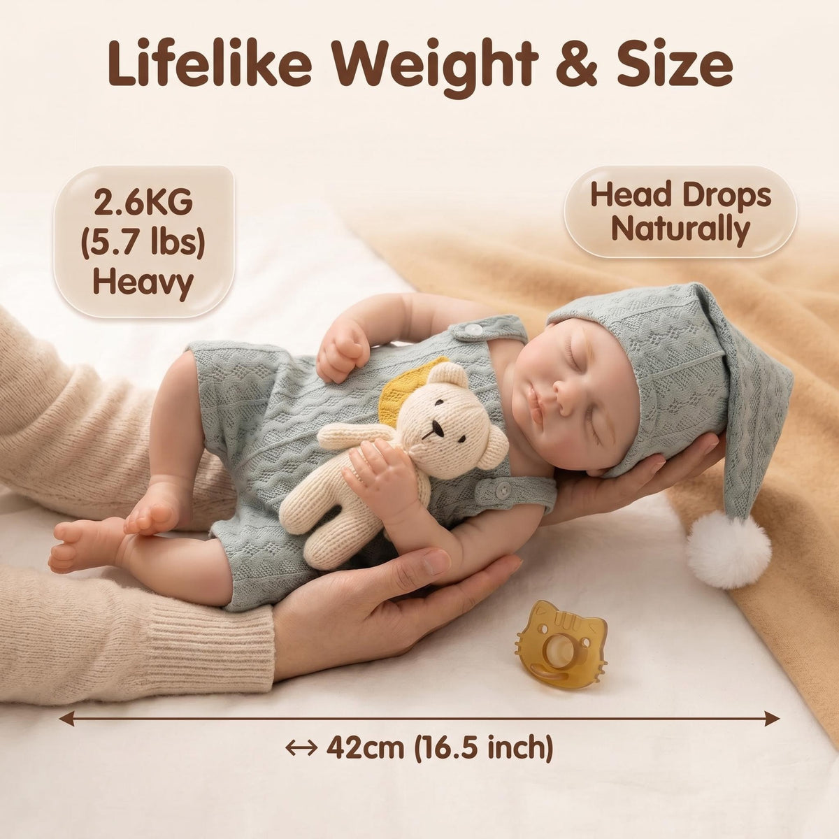 16 Inch Sleeping with Full Silicone Reborn Doll | Holiday & Birthday Companion Gift
