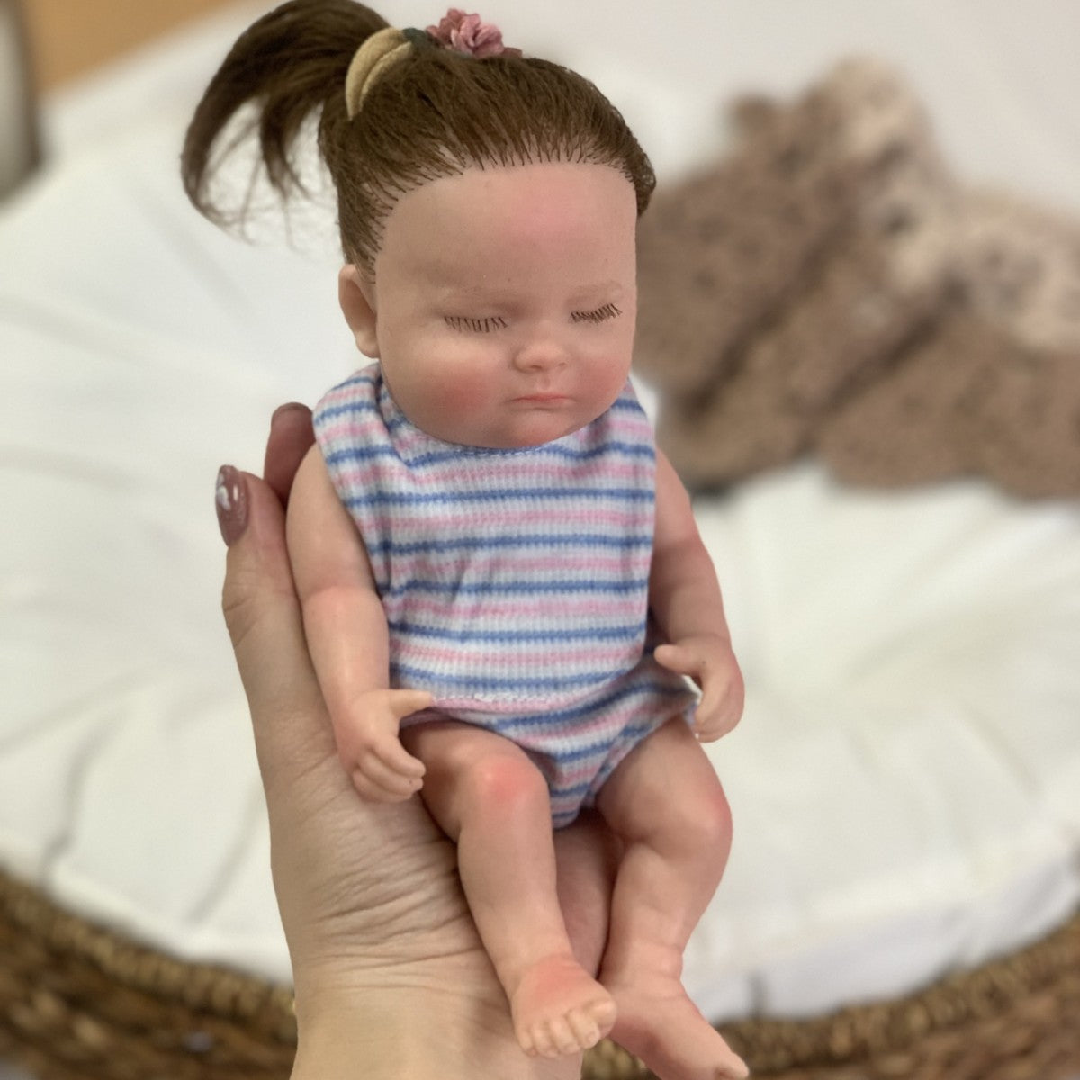 8 inch Ultra Real Touch Full Soild Silicone Body Mini Reborn Doll Washable Reborn Doll for Kids Gift & Display