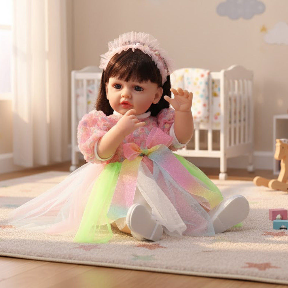 English  Russian Spanish Crying and Laughing Dialogue 22 inch Full Plastic Rebirth Doll Simulation Baby Doll Girl