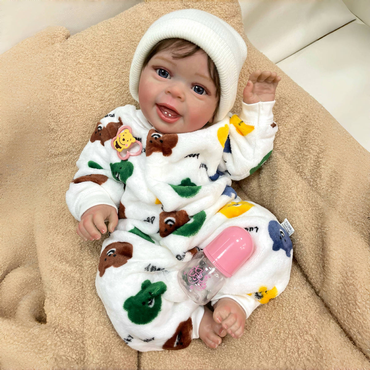 23 inch Handmade Lifelike Reborn Baby Doll with Cloth Body Realistic 3D Skin Children Play Toy for Little Girls