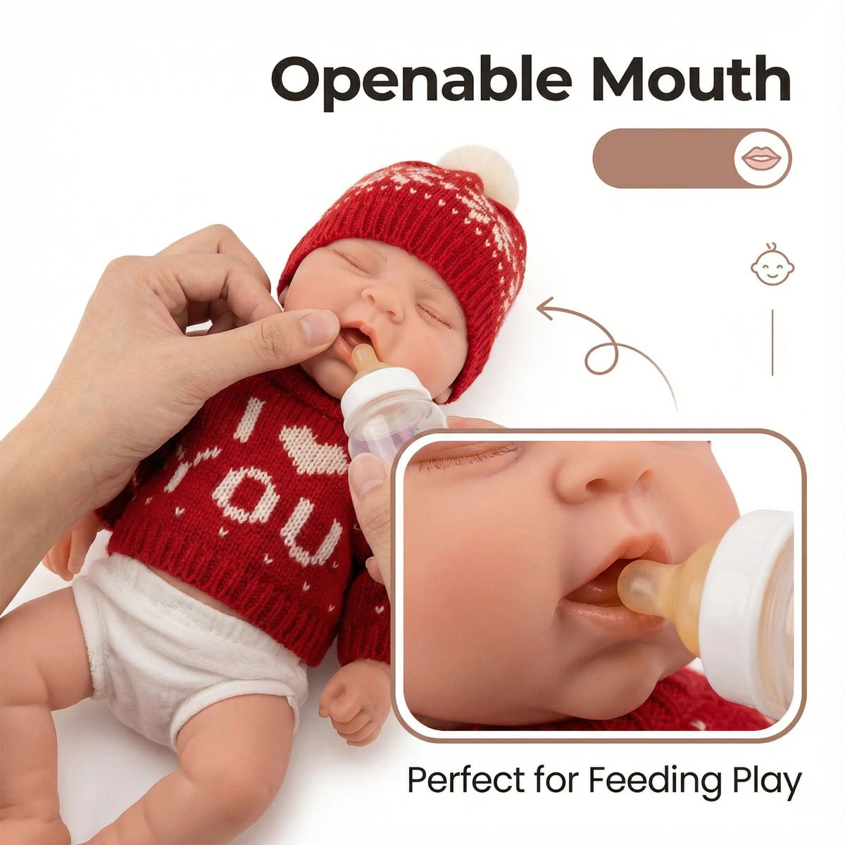 12 Inch Long Sleeve Red Sweater Hat Peaches Solid Silicone Reborn Doll