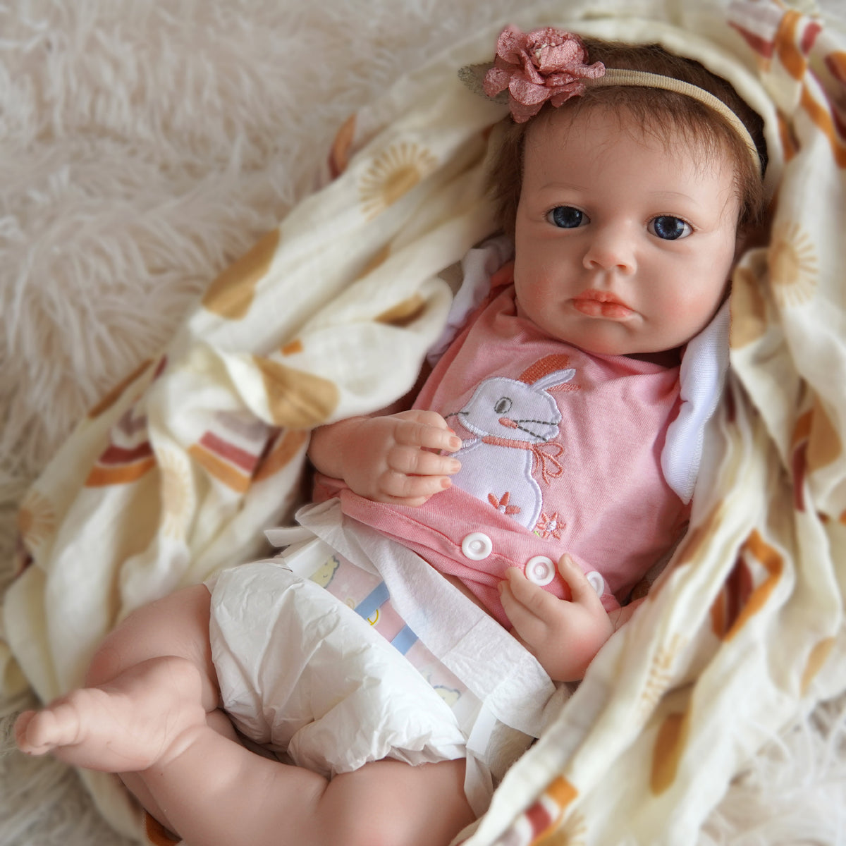 Real Skin Touch 18 Inch Full Soild Silicone Reborn Doll Handcrafted Baby Toy for Kids Birthday Gift