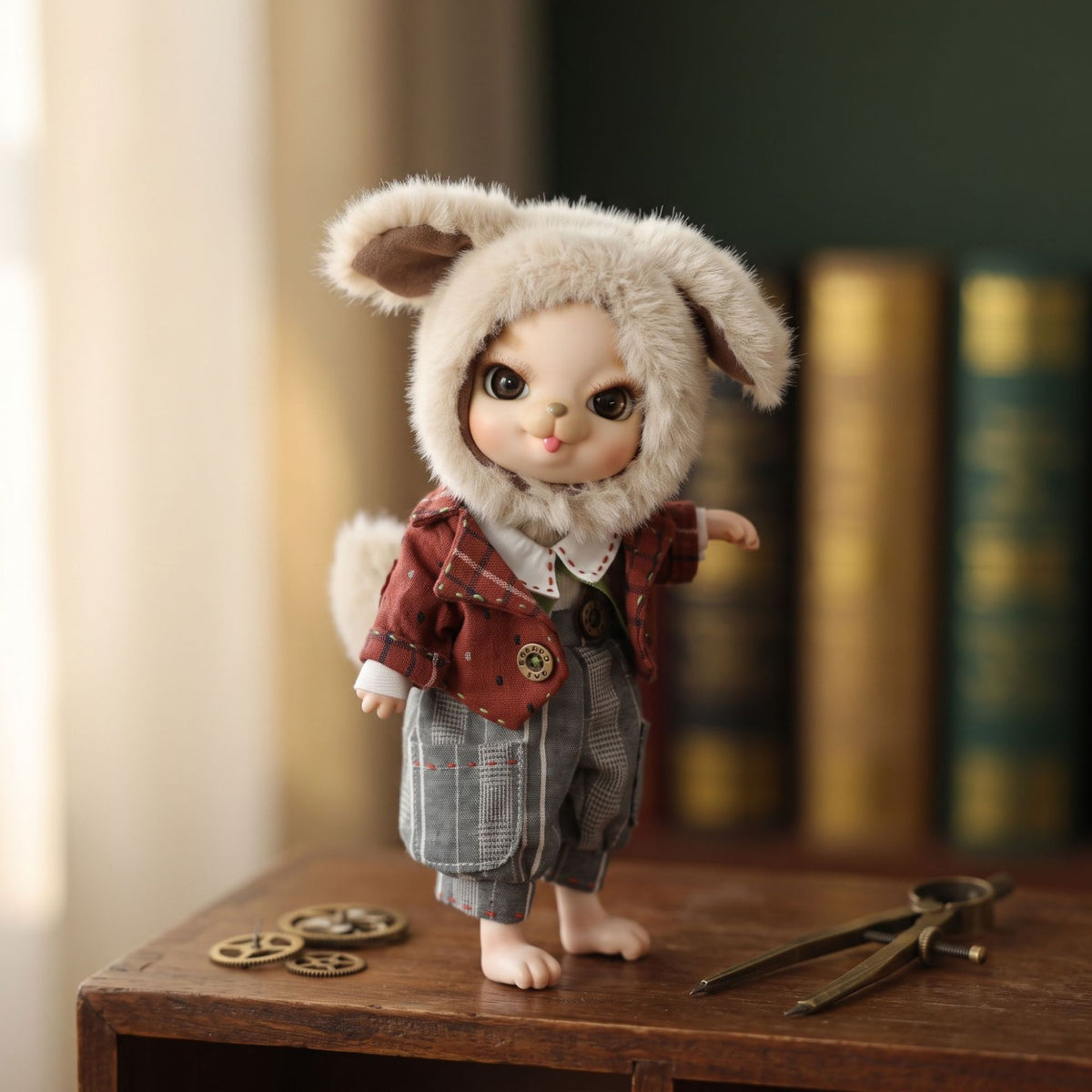 10 inch with Ceramic BJD Body Doll Complete Plush Outfit Handmade Decor Collectible Toy
