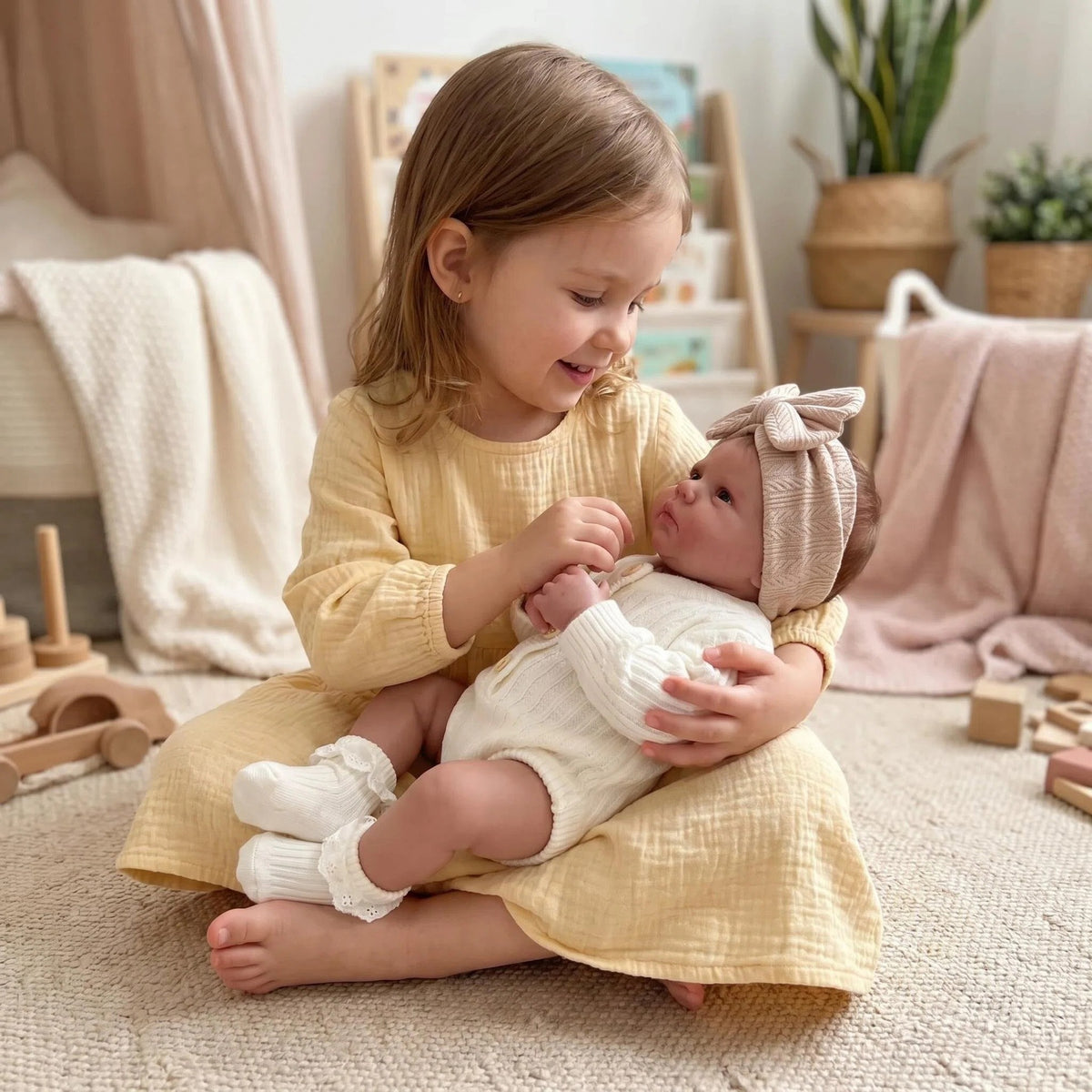 19 inch Huggable with Cloth Body Reborn Doll Lifelike Ideal Holiday Present, Growing-Up Companion Toy For Girls
