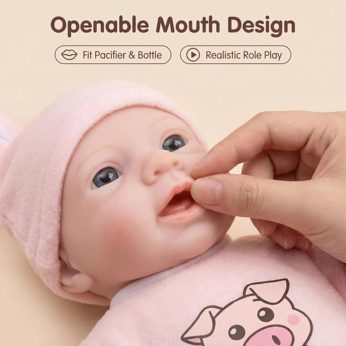 12 inch rabbit ear cap simulation doll silicone reincarnation doll