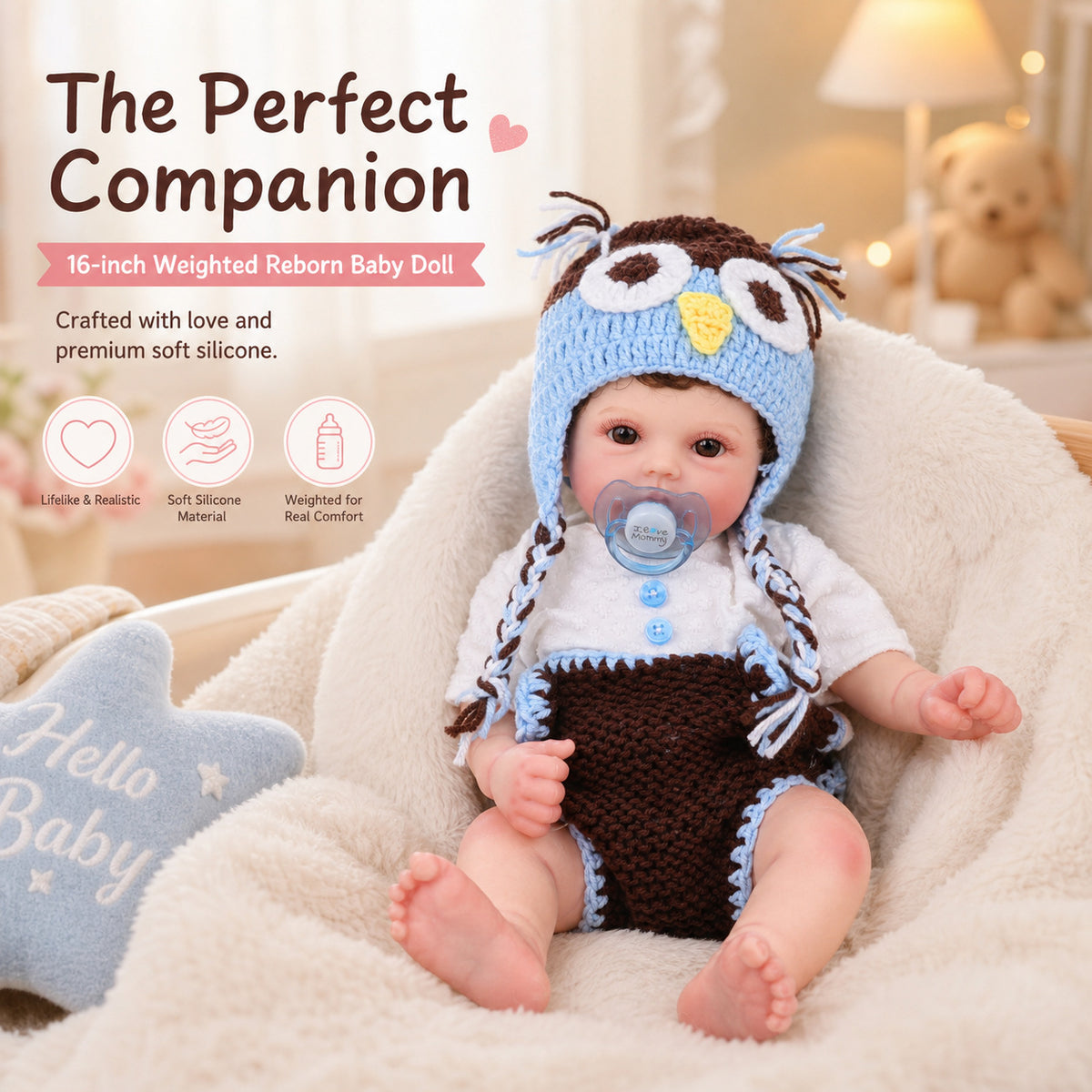 16 inch Lifelike Handcrafted Reborn Baby Dolls Full Solid Silicone Baby 3D Real Skin Kids Play Toy Gift for Girls