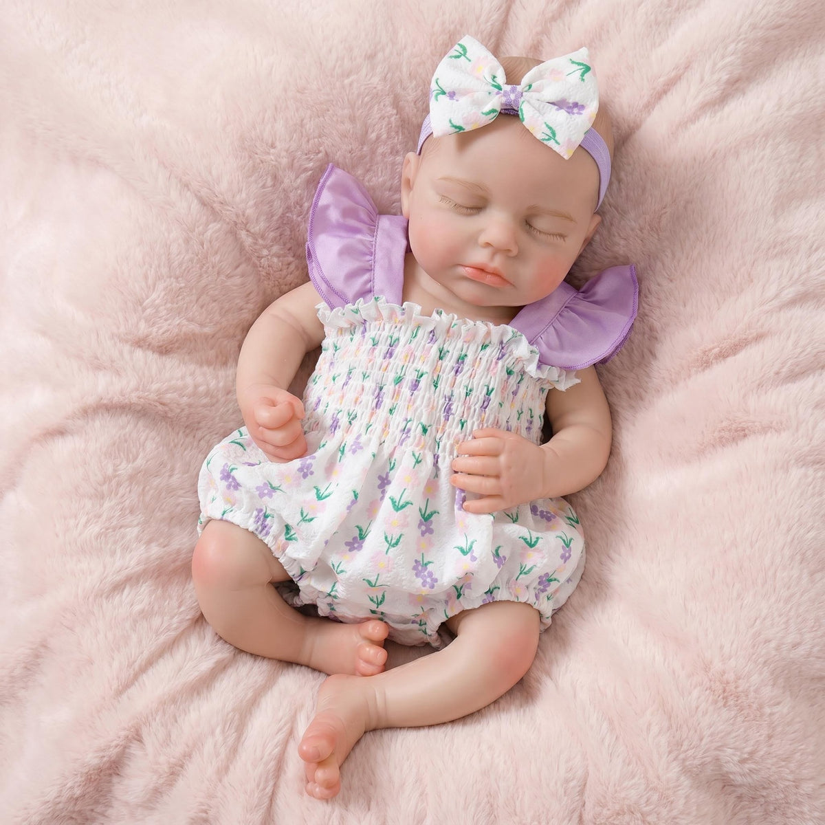 18 Inches Full Silicone Sleeping Reborn Doll, Gentle Floral Summer Outfit, Exclusive Holiday Gift for Reborn Doll Enthusiasts