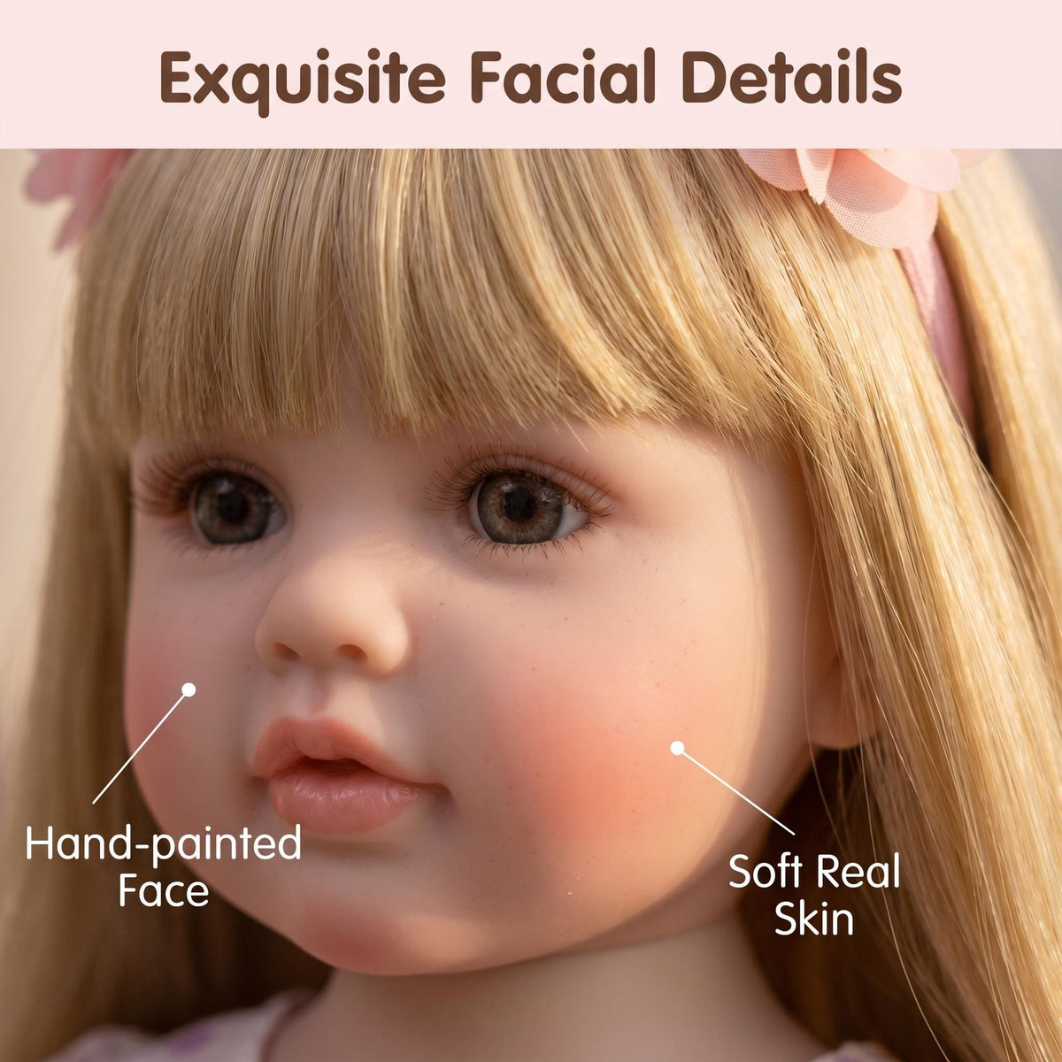 Lifelike Blonde Girl 22 Inch with Full Vinyl Body, Therapeutic Companion Toy Suitable For All Occasion Holiday Surprise