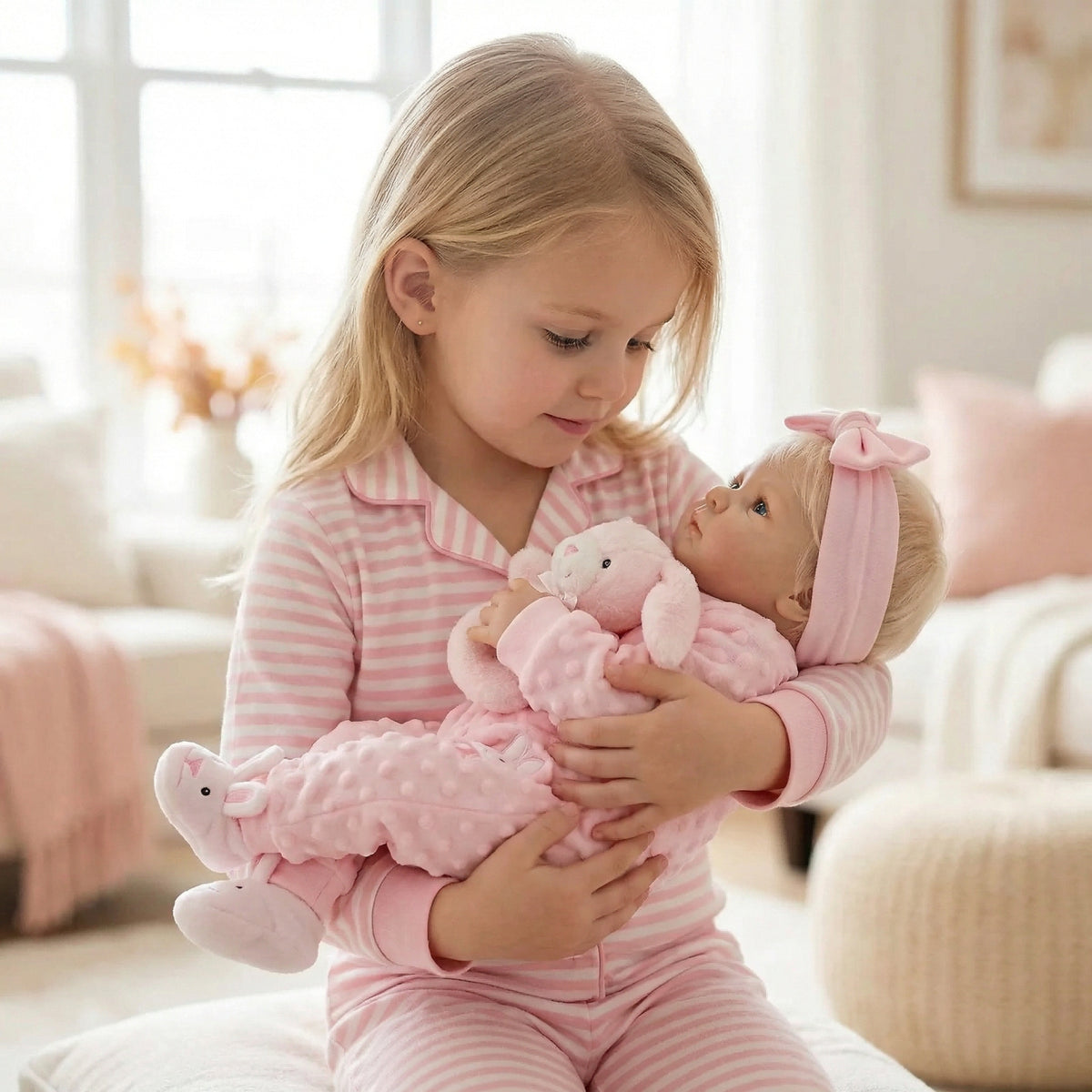 18 inch pink rabbit jumpsuit Bettie full vinyl reborn doll