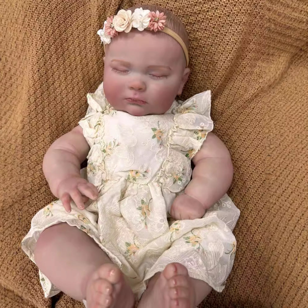 24 Inch Realistic Reborn Newborn Doll with Cloth Body Detailed 3D Skin Handmade Collectible Doll Toy for Girls & Doll Lovers