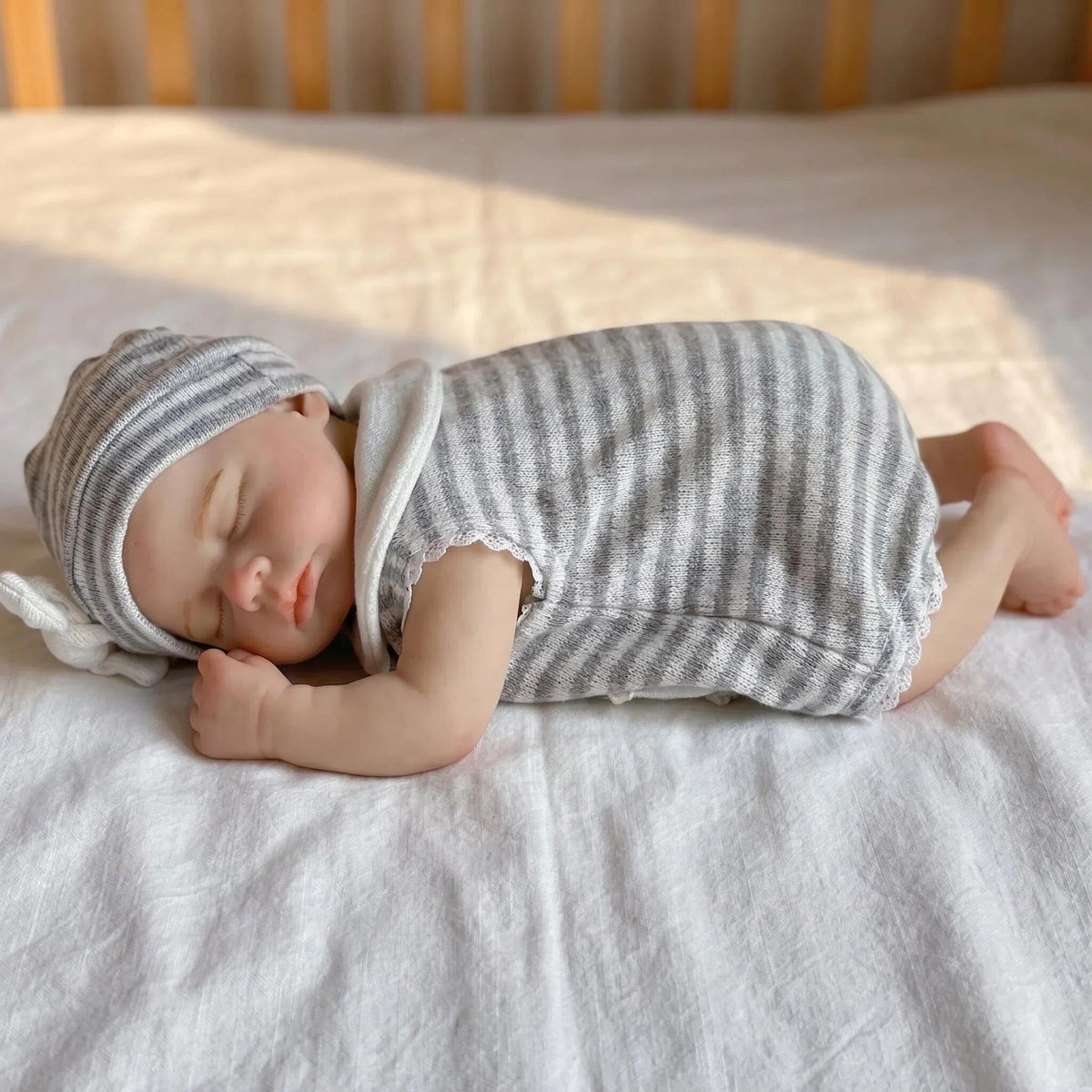 12 Inch Handmade Sleeping Baby with Full Soild Silicone Reborn Doll Washable Real Touch Collectible Art Doll