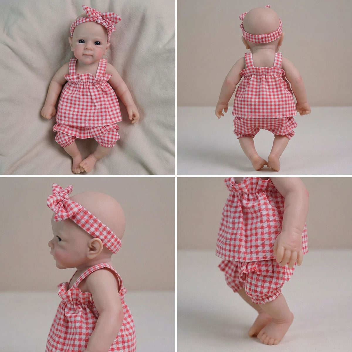 12 inch Pink Grid Strap Set Solid Silicone Rebirth Doll