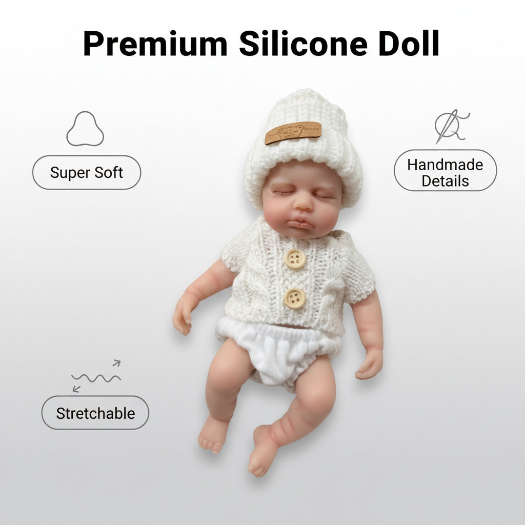 8-inch white woolen hat made of solid silicone simulation doll