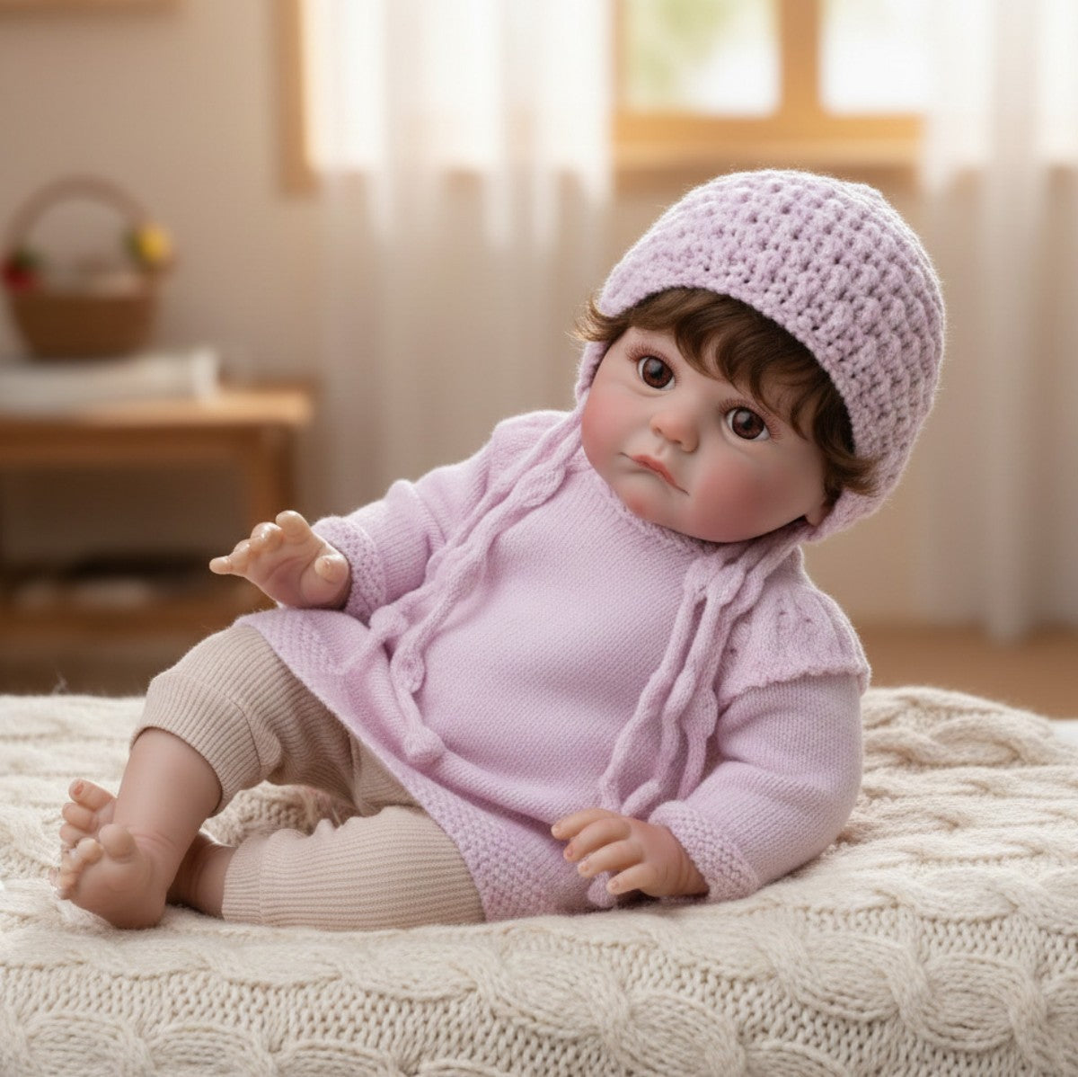 24 inch hair transplant reborn doll with Cloth Body simulated baby humanoid children's play house holiday gift