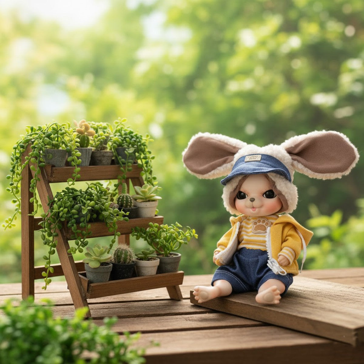 Adorable 10 Inch Porcelain Dress-up Baby Yollow Rabbit Dolls (BJD)