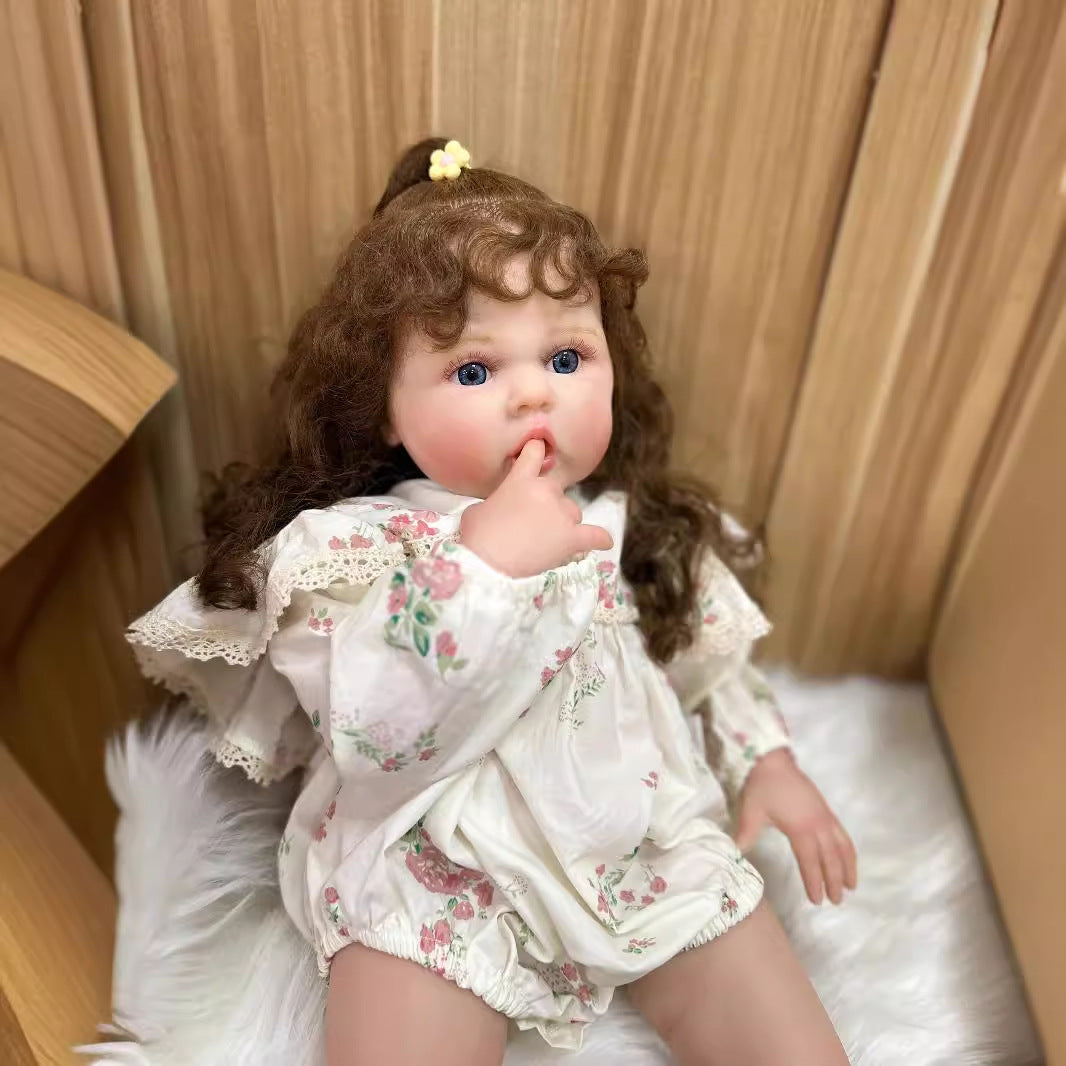 24 inch with Cloth body Soft Vinyl limbs Touch Soft Long Curly Newborn Baby Dolls Toys for Girls Reborn Dolls