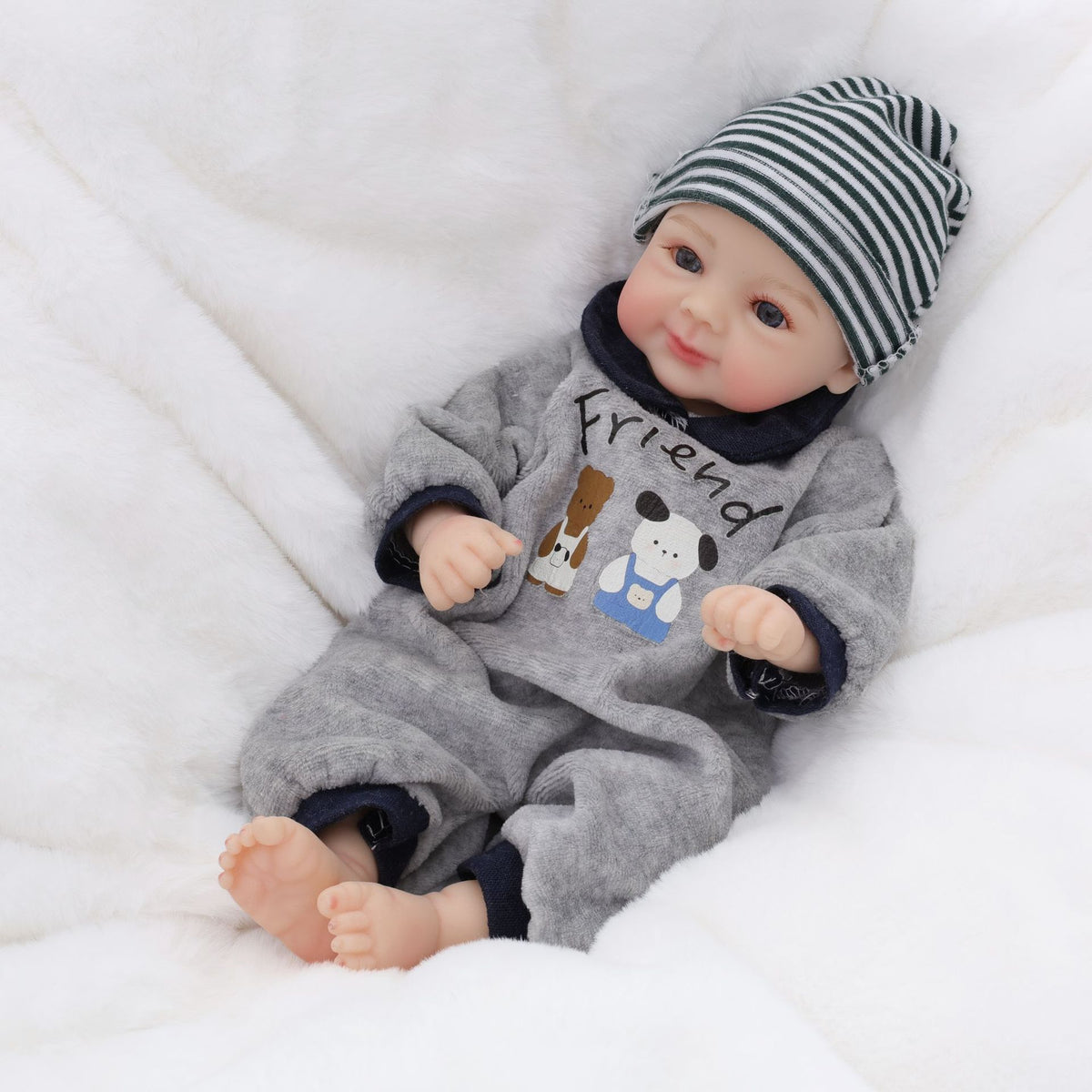 12 inch 30CM solid silicone reborn doll with real hand feel, closed eye stretchable bald head, simulated baby doll