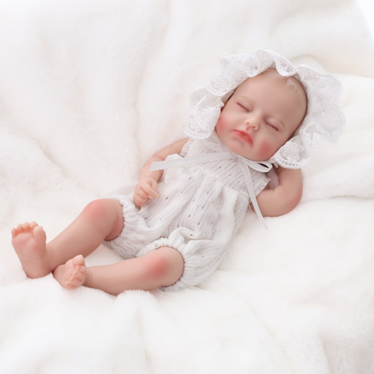 12 inch solid silicone reborn doll with real touch, can stretch 30cm with closed eyes, bald head simulation baby doll