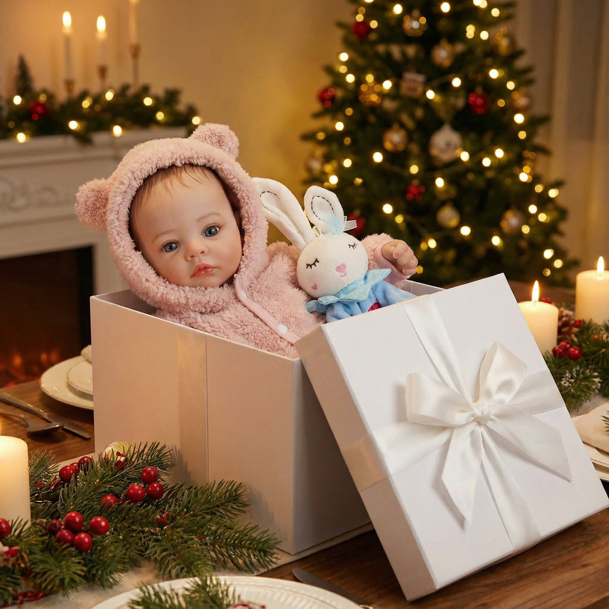 49cm Blue Eyes Reborn Baby Meadow In Plush clothes