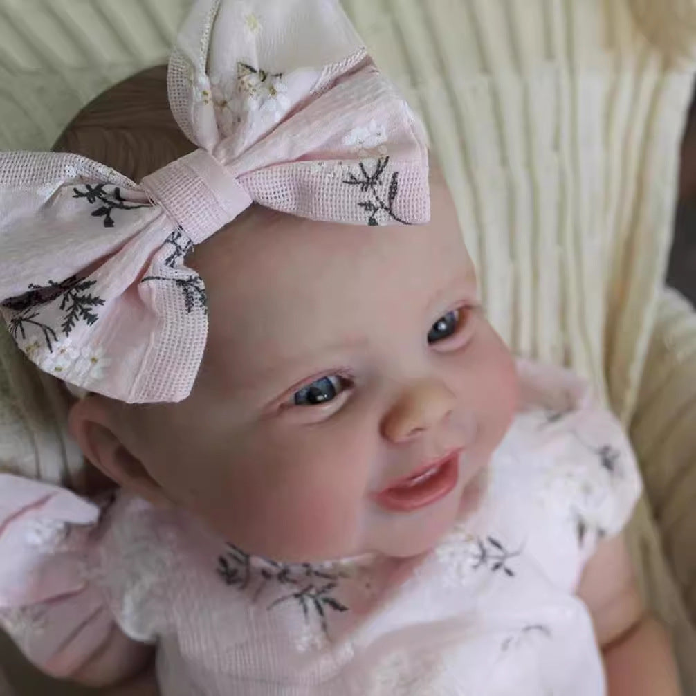 24 inch Reborn Baby Doll with Cloth Body Girl Hand-Drawing Hair Handmade Doll for Gift