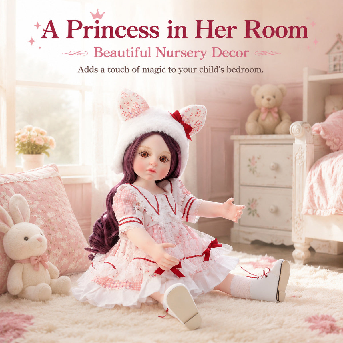 18inch/45CM reborn doll, hair transplant, fully vinyl body reborn doll, exquisitely hand-painted, 3D doll dress-up for gift and collectibles
