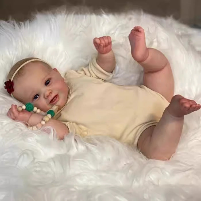 24 inch Lifelike Reborn Baby Dolls with Cloth Body Newborn Girl Hand Painted Hair for Gift