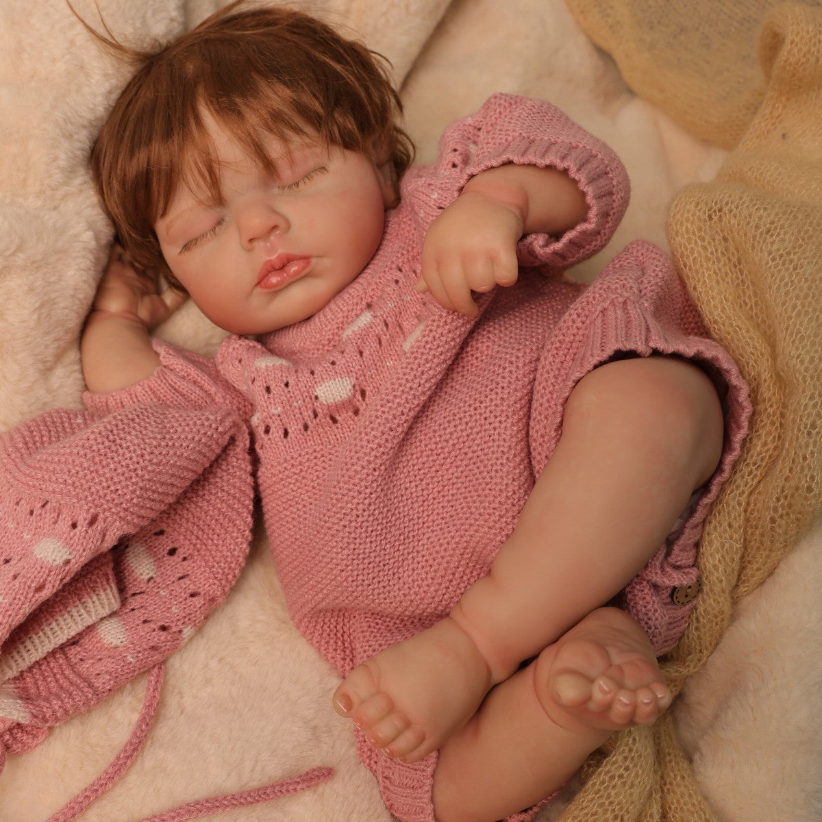 20 inch reborn baby doll with Soft Vinyl Body hand-made hair transplant, suitable for gifts for various holidays