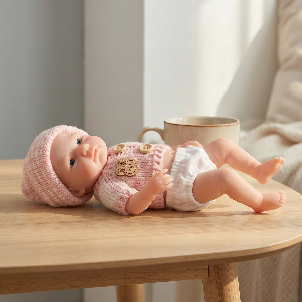8 Inch Short Sleeve Powder Sweater Full Silicone Reborn Doll
