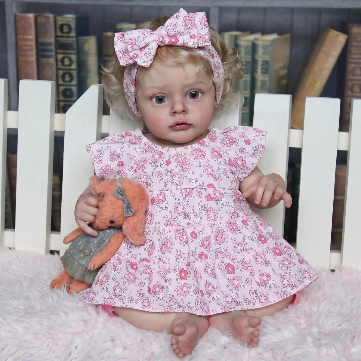 19 inch Soft with Cloth Body with Vinyl Limbs, Vintage Floral Outfit, Thoughtful Present for Baby Shower, Thanksgiving and All Seasonal Festivities