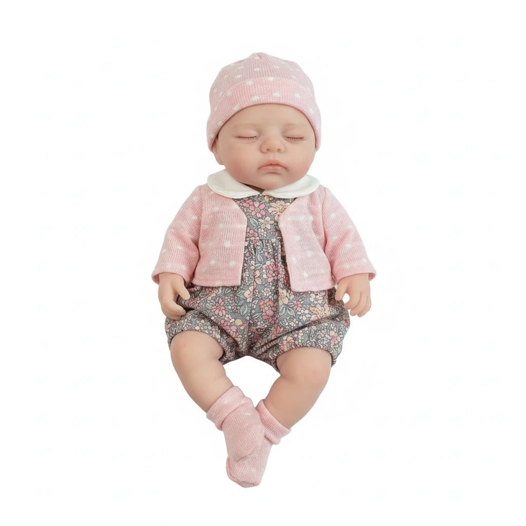 12 inch solid silicone reborn doll white small round dot small cardigan simulation toy doll