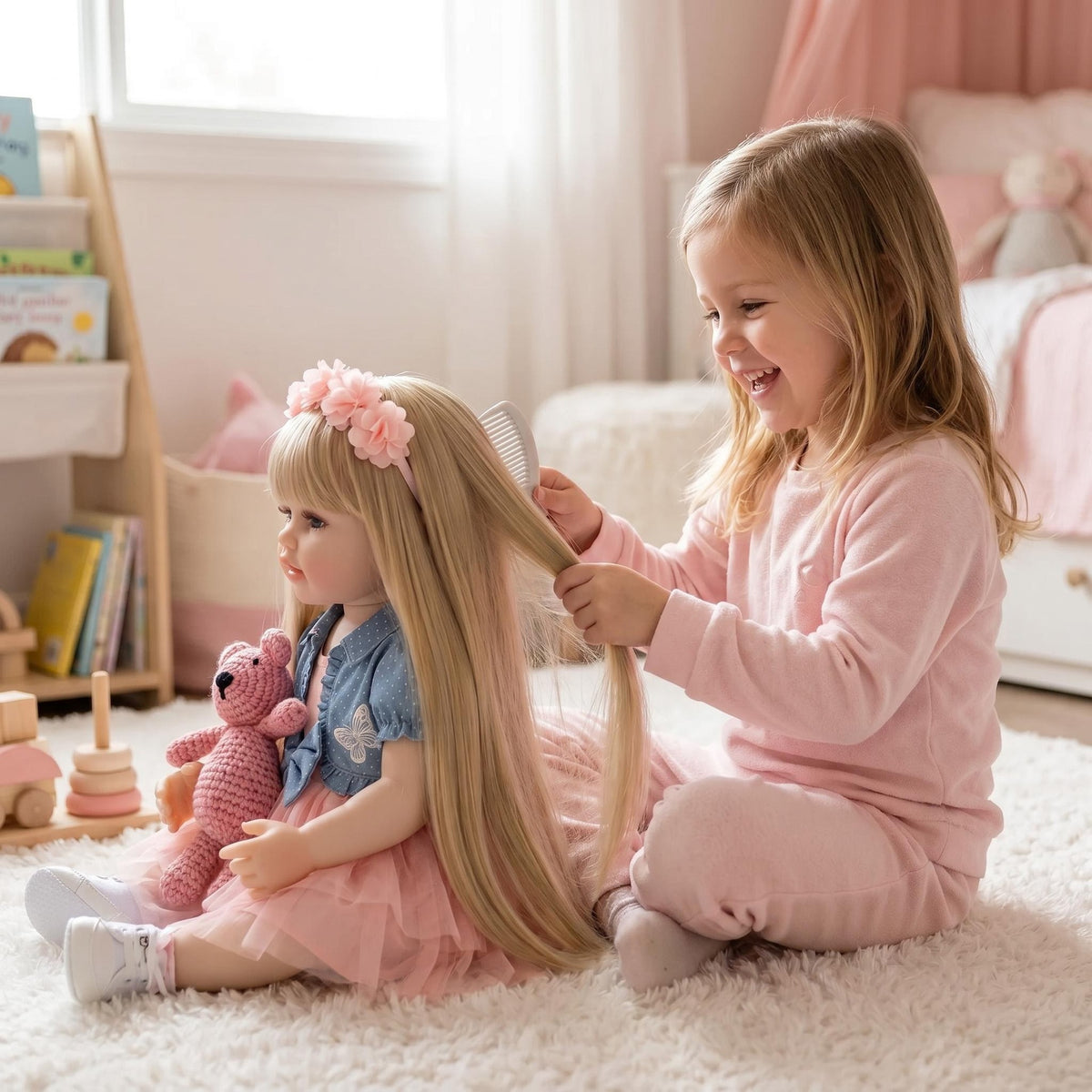 22 Inch with Full Vinyl Body Blonde Toddler Reborn Doll, Premium Art Collectible Doll As Luxury Birthday & Holiday Companion Gift
