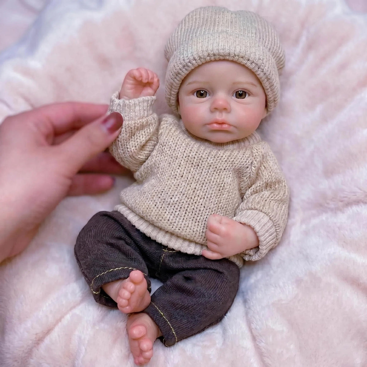 6 Inch with Full Silicone Body Reborn Doll Lifelike Real Skin Vein Texture Hand Painted Newborn Doll Complete Outfit Accessories Set