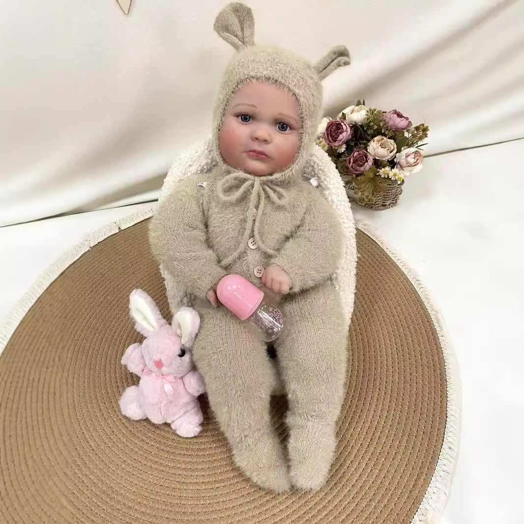 24 inch Lifelike Handcrafted Reborn Baby Doll with Cloth Body 3D Real Skin Kids Play Toy Gift for Girls