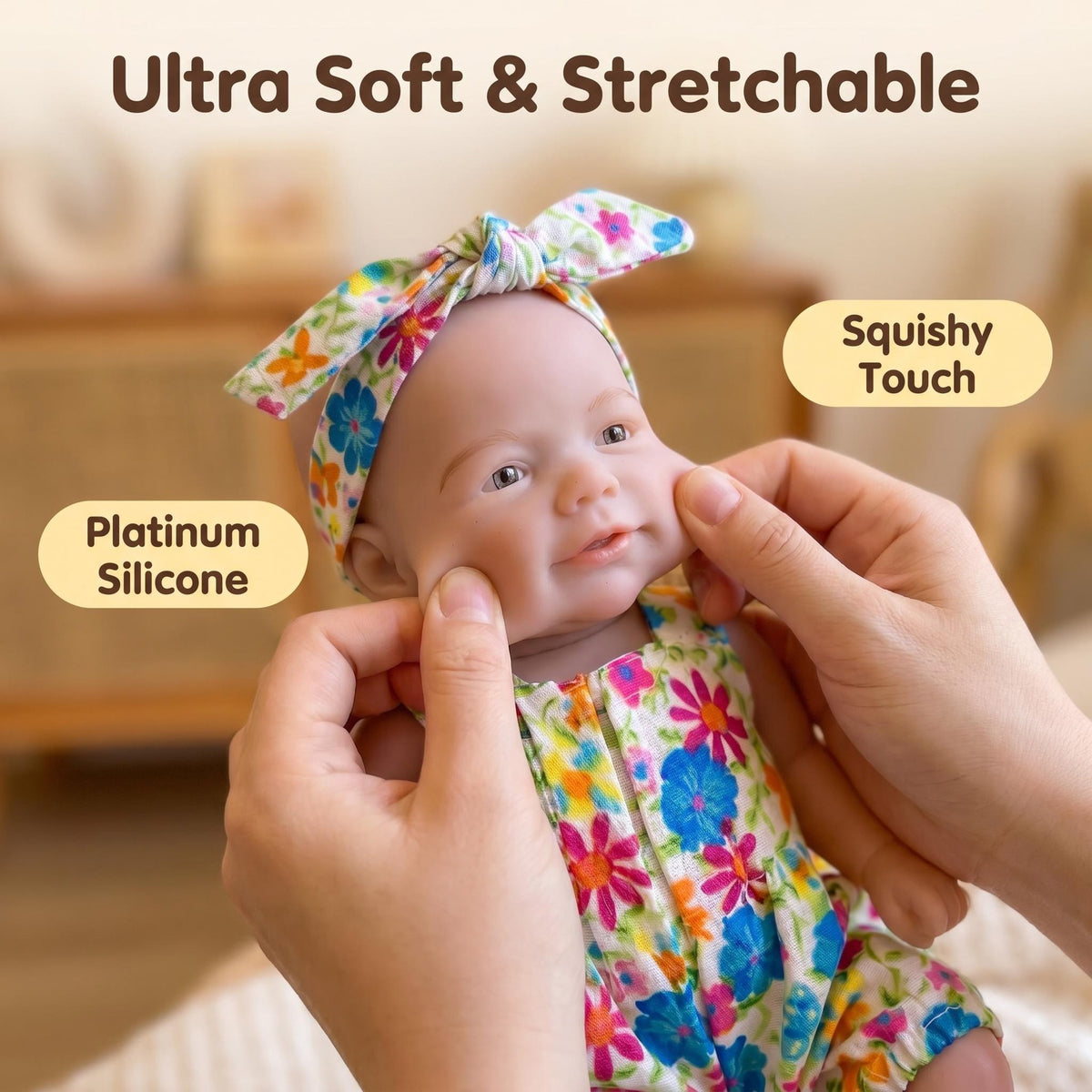 8 inch floral print jumpsuit with Full Soild Silicone Body reborn doll for children Christmas gift