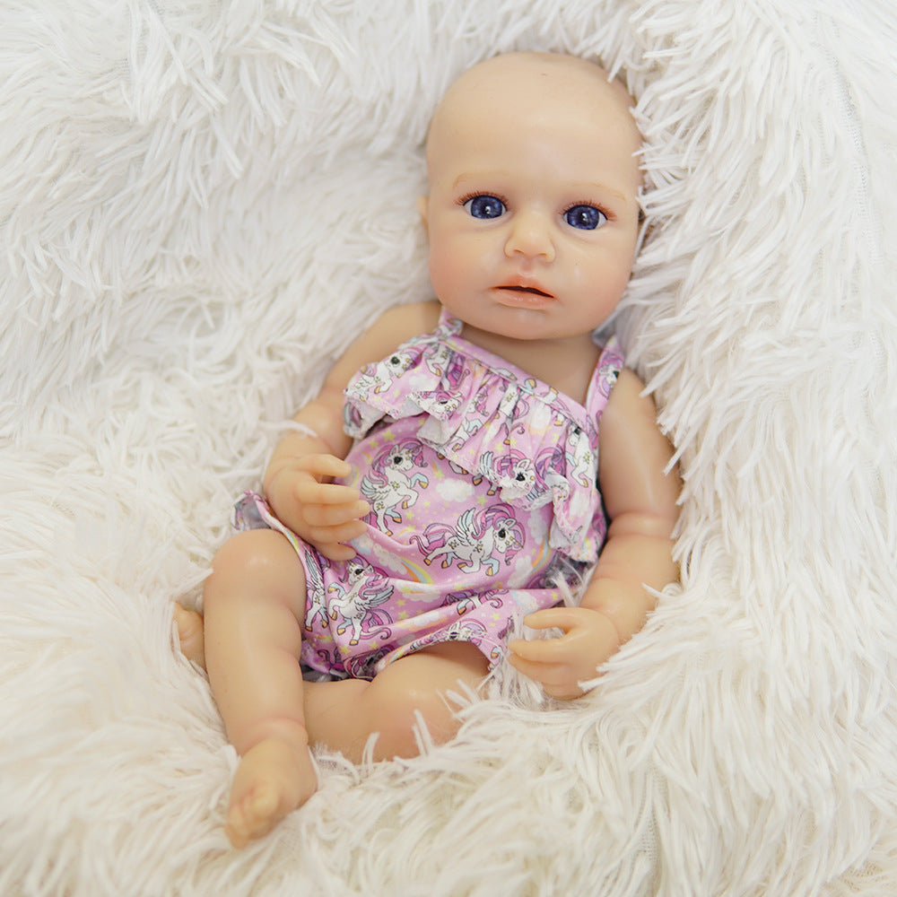13 Inch Full Soild Silicone Reborn Doll Handcrafted Vein Texture Infant Doll for Display & Collection