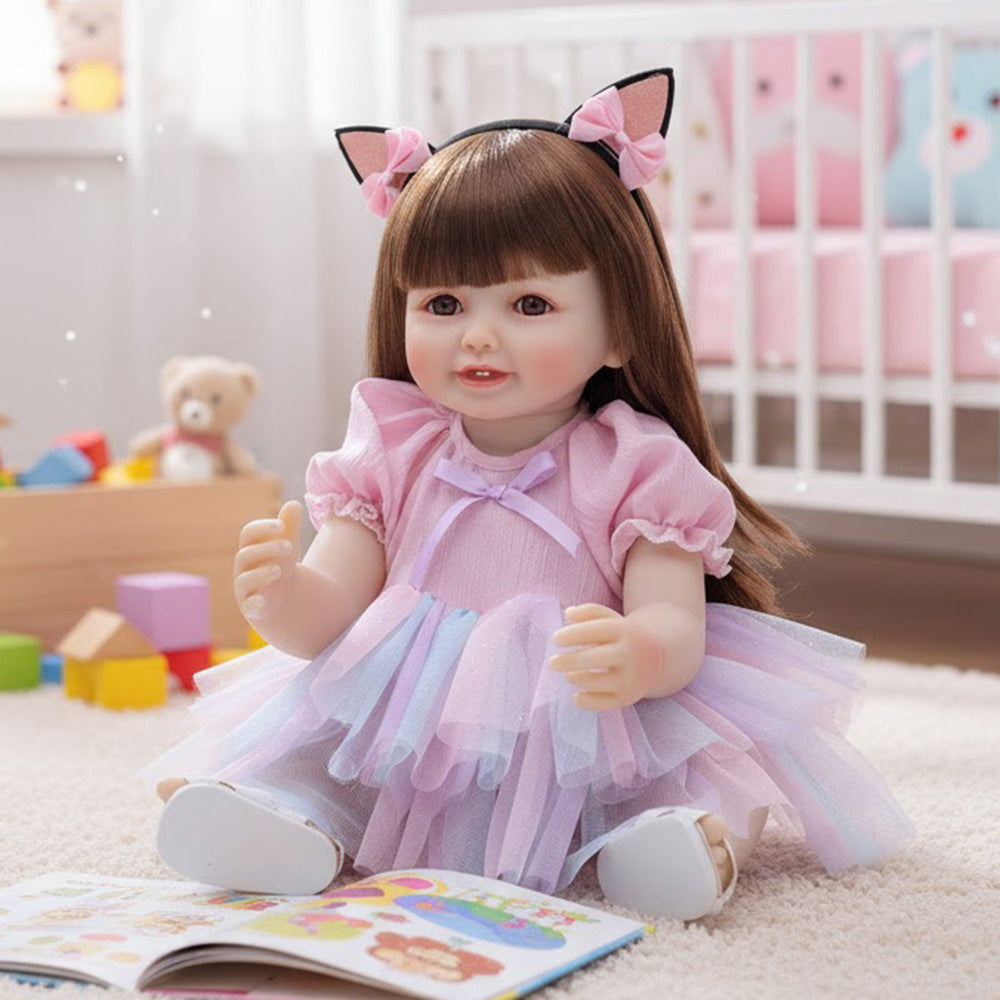 English  Russian Spanish Crying and Laughing Dialogue 22 inch Full Plastic Rebirth Doll Simulation Baby Doll Girl