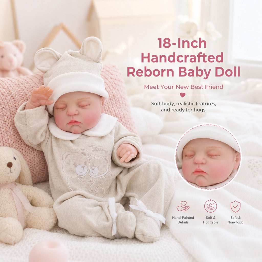 Exclusive Holiday Gift, 18 inch Pink Bow Reborn Baby Doll, Warm Surprise For Birthday Parties