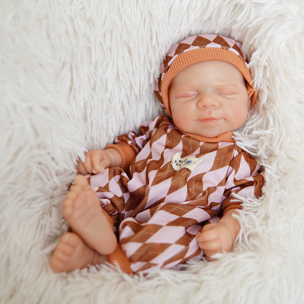 13 Inch Full Soild Silicone Reborn Doll Handcrafted Vein Texture Infant Doll for Display & Collection
