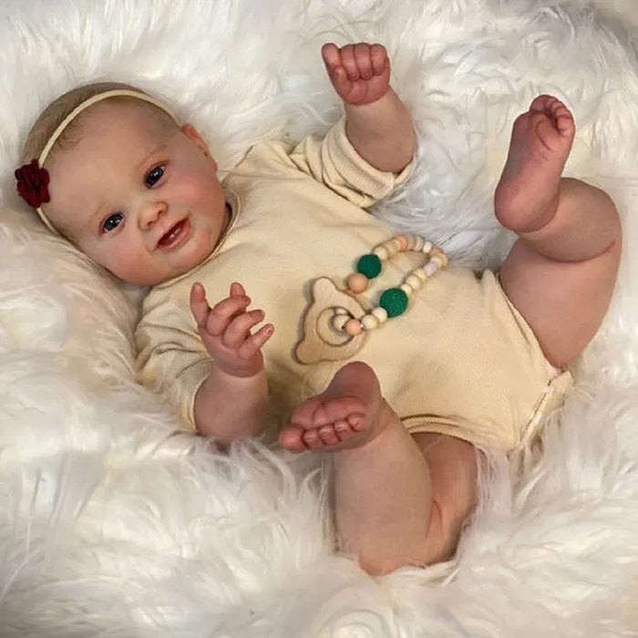 24 inch Lifelike Reborn Baby Dolls with Cloth Body Newborn Girl Hand Painted Hair for Gift