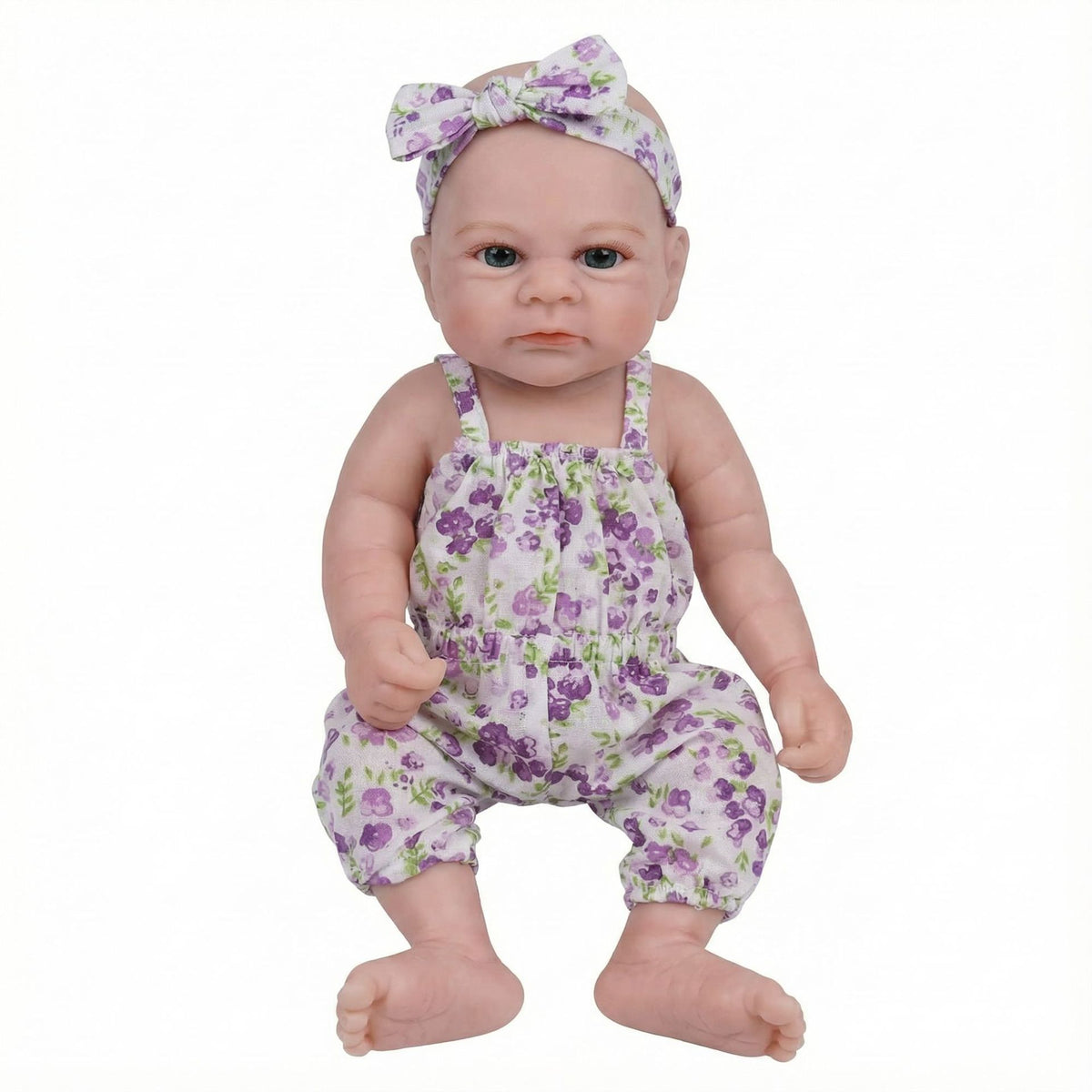 12 inch purple floral jumpsuit solid silicone reborn doll