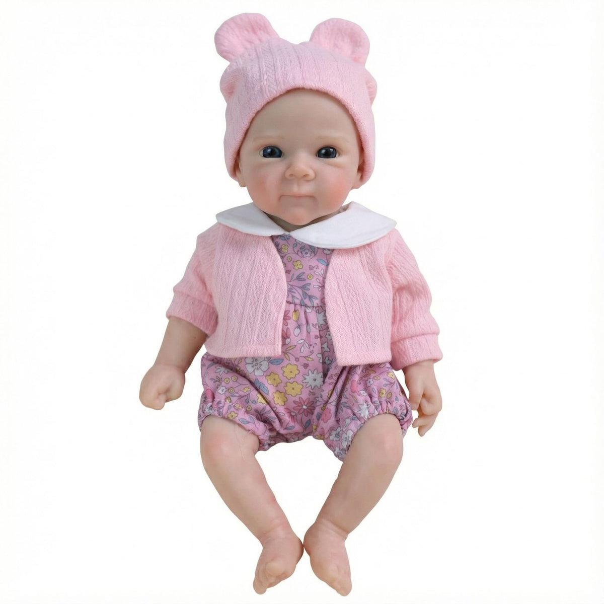 12 inch pink jacket with small floral full silicone reborn doll