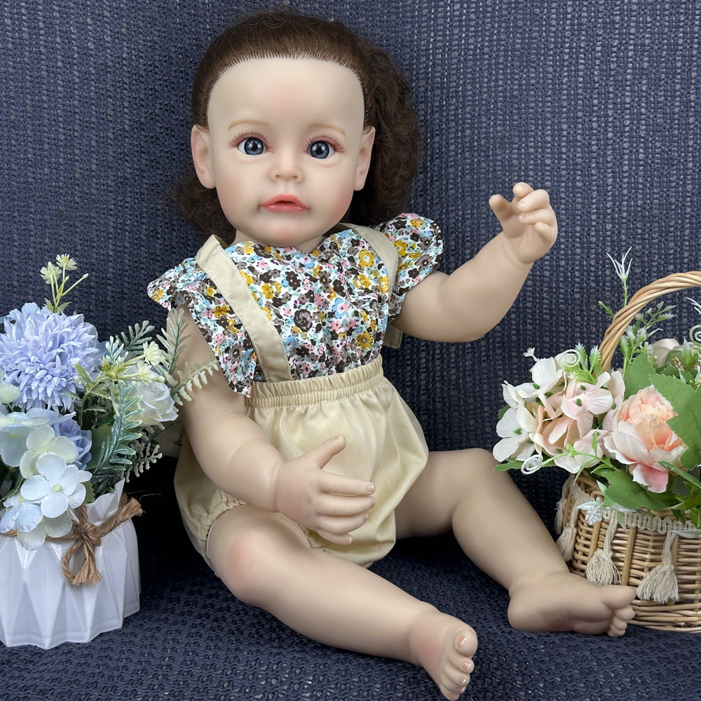 Holiday Ready 22 Inch Full-Vinyl Realistic Baby Doll, Natural Brown Curls, Lovely Surprise Gift for Girls and Adult Doll Lovers