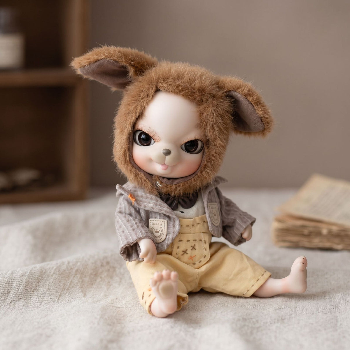 10 inch with Ceramic BJD Body Doll Complete Plush Outfit Handmade Decor Collectible Toy