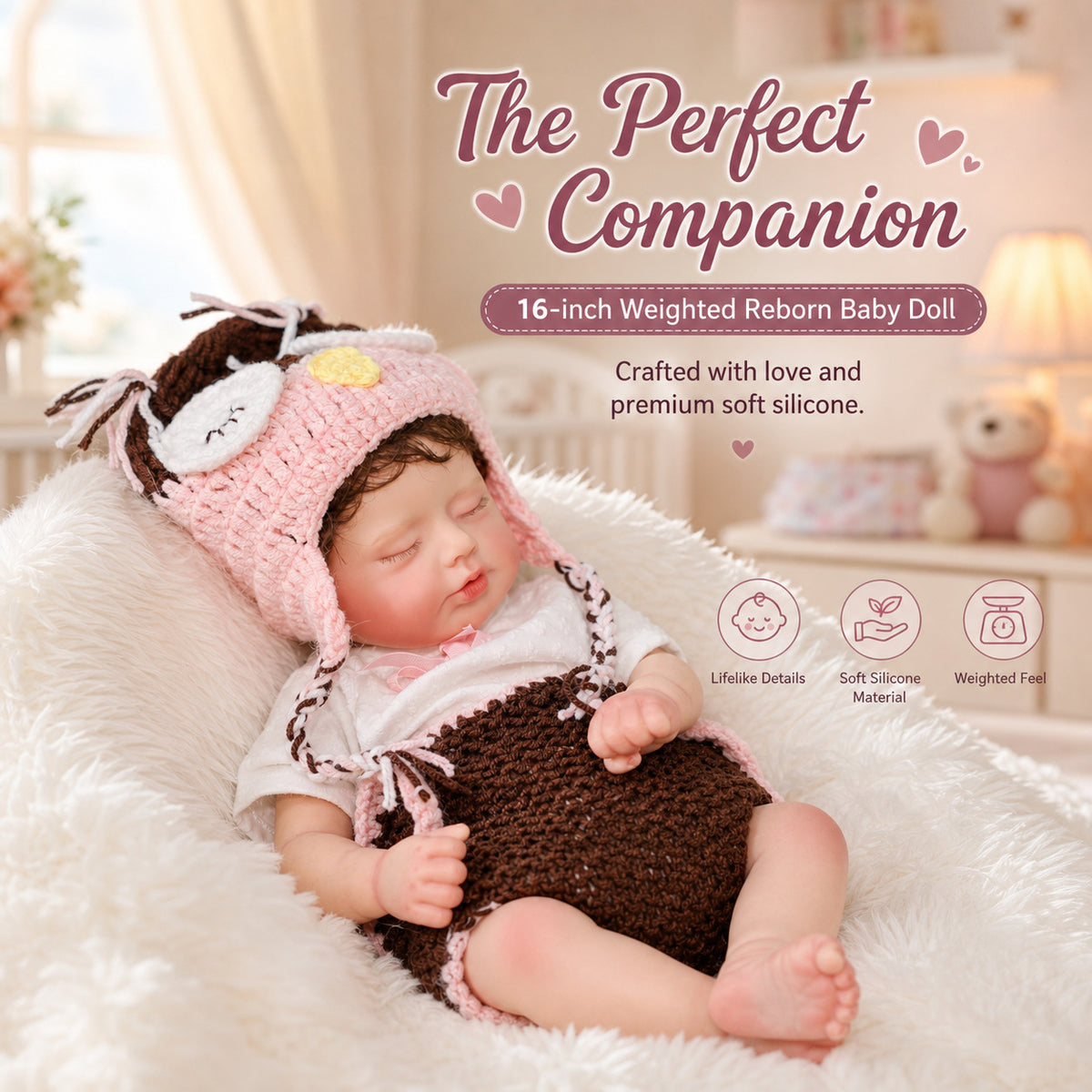 16 Inch Real Reborn Baby Doll with Full Solid Silicone Baby 3D Vein Real Skin Handcrafted Newborn Toy Ideal Gift for Kids Girls Collectors