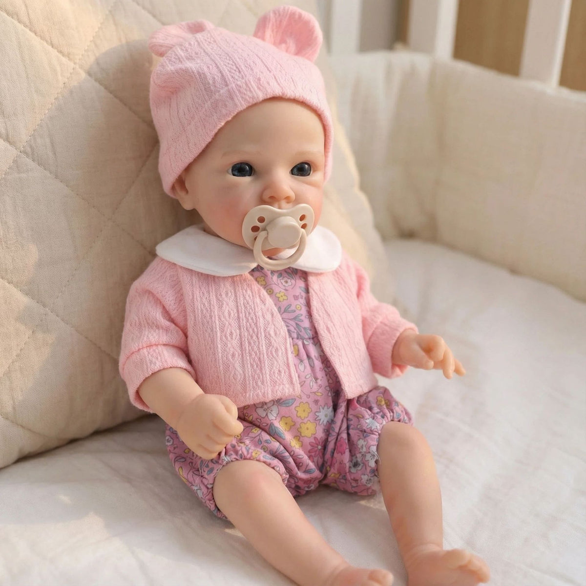 12 inch pink jacket with small floral full silicone reborn doll