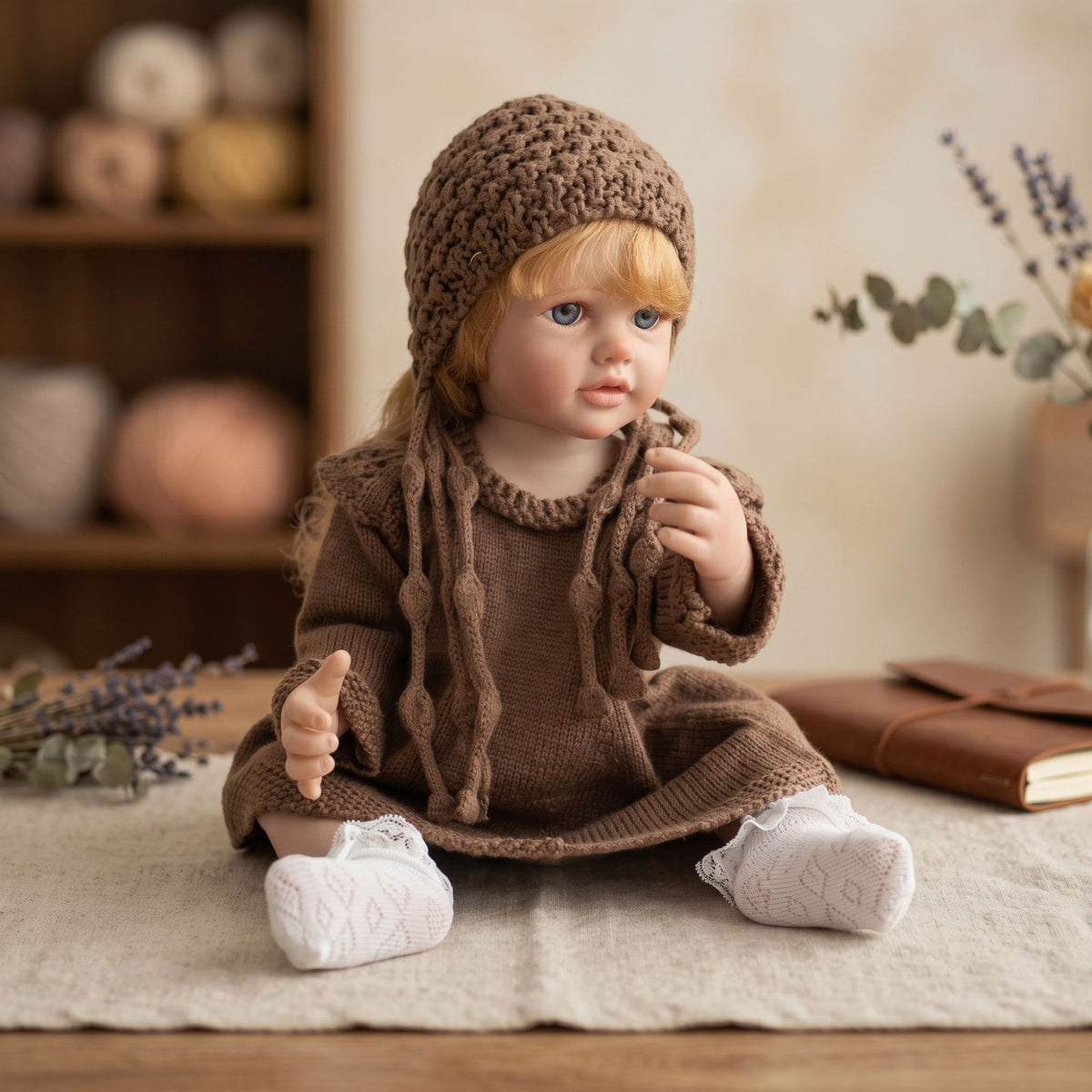22 inch Reborn Doll with Full Vinyl Body simulated baby Hand-implanted Hair bath toy gift