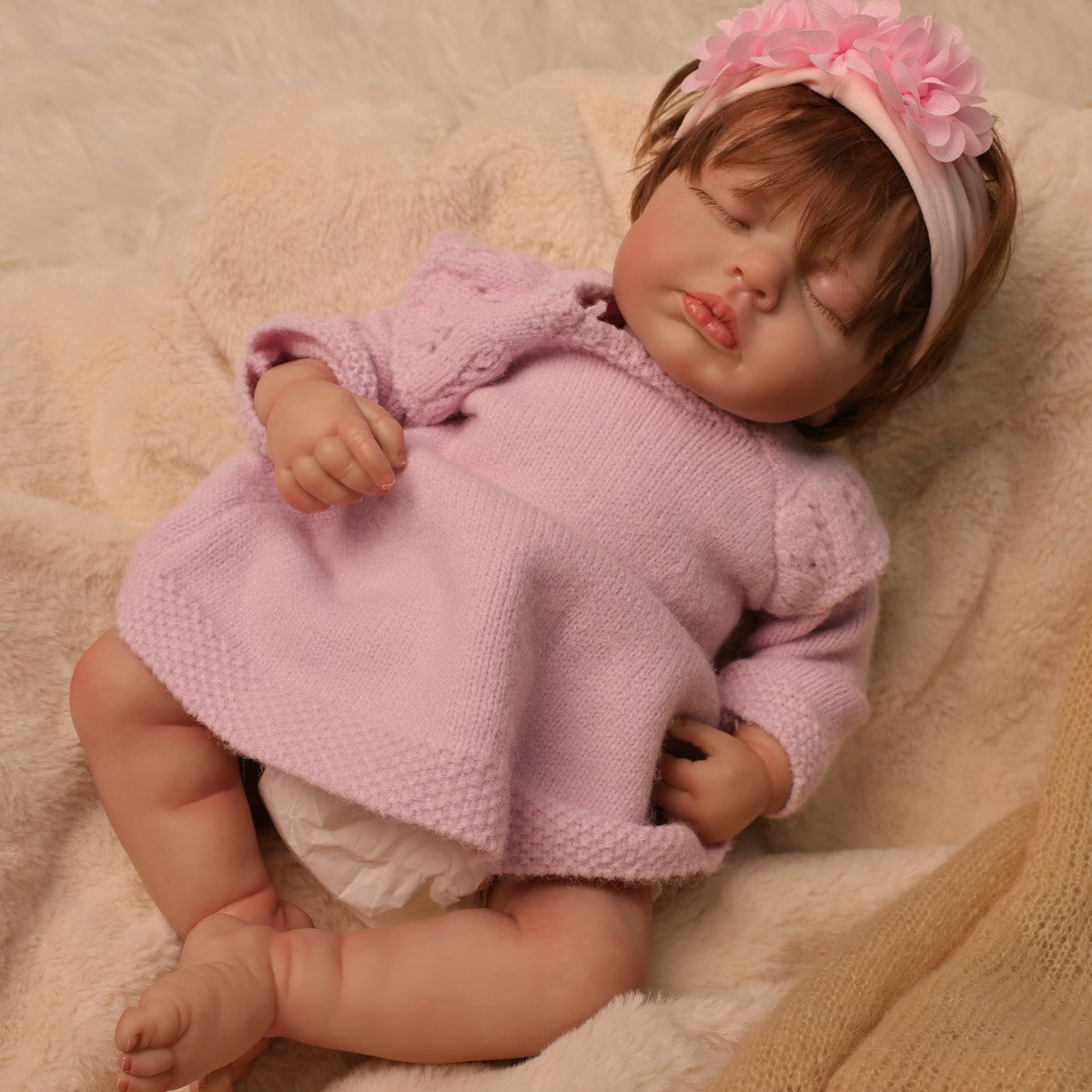20 inch reborn baby doll with Soft Vinyl Body hand-made hair transplant, suitable for gifts for various holidays