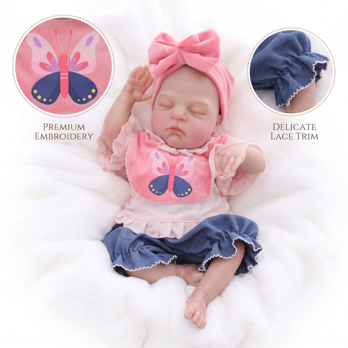 Exclusive Holiday Gift, 18 inch Pink Bow Reborn Baby Doll, Warm Surprise For Birthday Parties