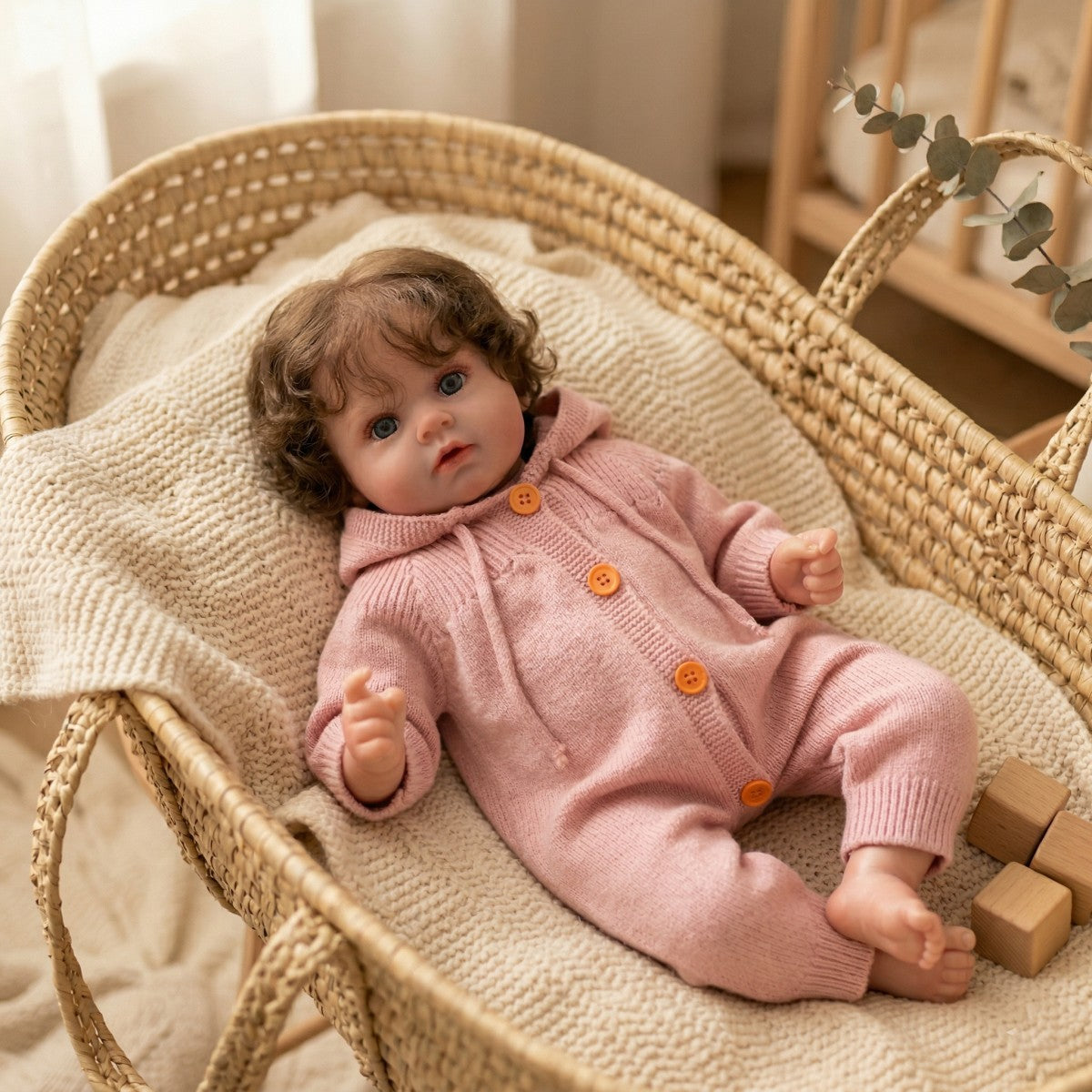 55CM Simulated Baby Hair Transplant Exquisite Painted Rebirth Doll Handmade Exquisite Painted 3D Doll