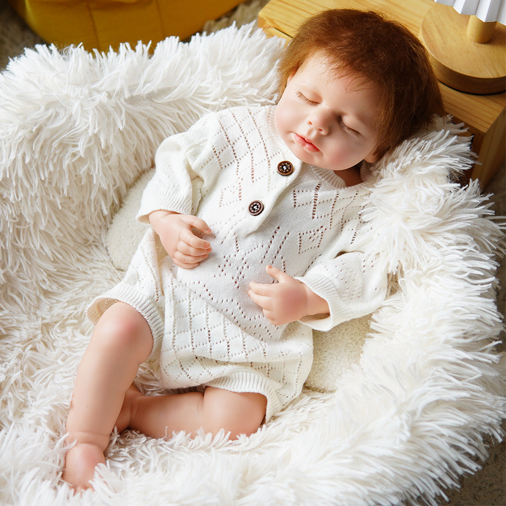 Real Skin Touch 18 Inch Full Soild Silicone Reborn Doll Handcrafted Baby Toy for Kids Birthday Gift